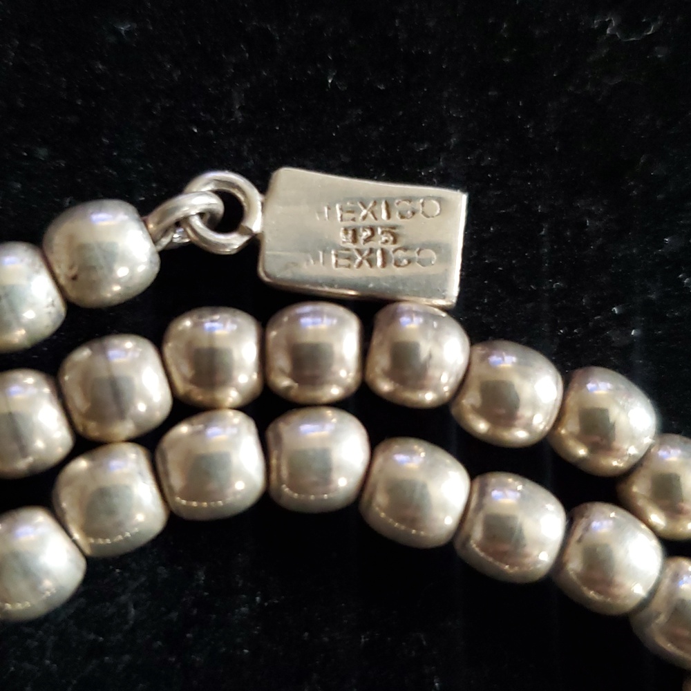 Mexico 925 sterling silver large bead ball necklace , 44.5 grms - Picture 2 of 13